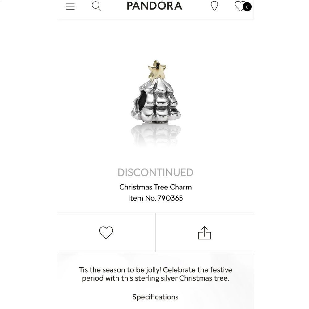 Pandora 790365 retired silver/gold Christmas tree